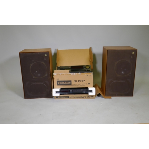 49 - A pair of Kef Cadenza SP1024 speakers in teak cases, 60cm high, Hitachi FT-5500MKII AM-FM stereo tun... 