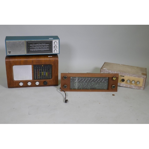 50 - Ekco transistor radio, Pye Cambridge walnut cased radio, a handbuilt amp and tuner