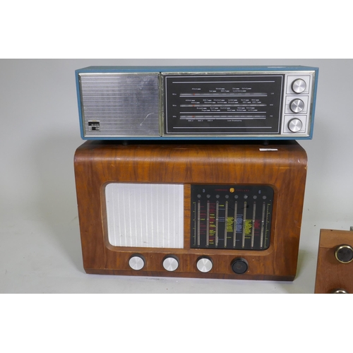 50 - Ekco transistor radio, Pye Cambridge walnut cased radio, a handbuilt amp and tuner