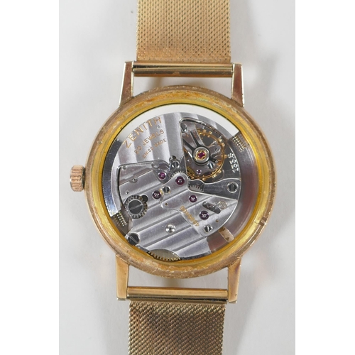 603 - A 9ct gold gentleman's Zenith Automatic wrist watch with gold hands and batons, 53g gross