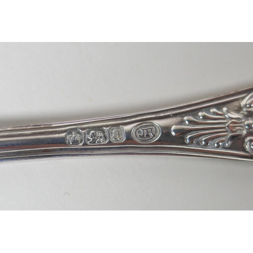 620 - A cased set of six Victorian silver Kings pattern dessert spoons by John Round & Son Ltd, Sheffi... 