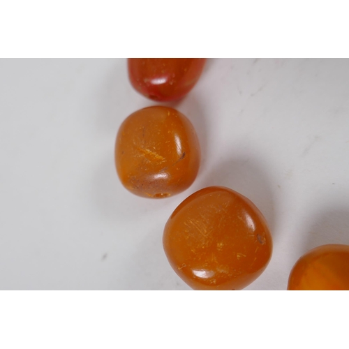 629 - A quantity of loose butterscotch amber beads, 51g