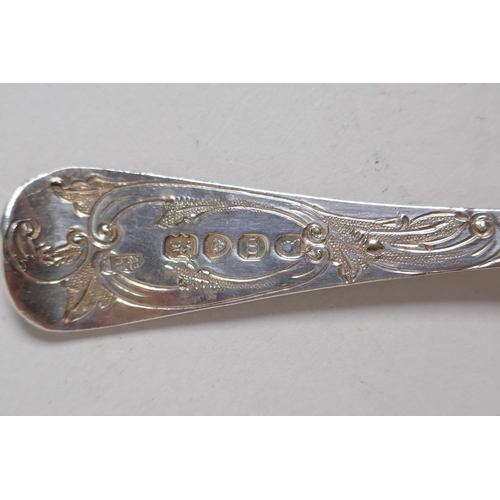 653 - A Georgian silver berry spoon and fork, London 1812 and 1827, 78g