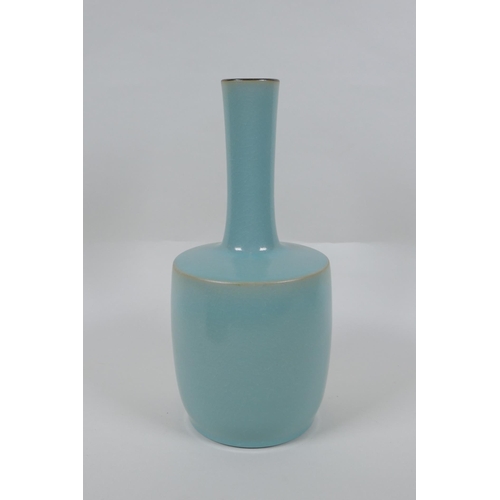 66 - A Chinese Ru ware style mallet shaped vase, 27cm high