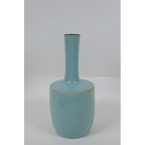 66 - A Chinese Ru ware style mallet shaped vase, 27cm high