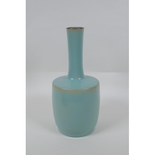 66 - A Chinese Ru ware style mallet shaped vase, 27cm high