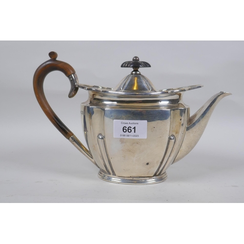 671 - English silver teapot, Goldsmiths, 1905, 654g