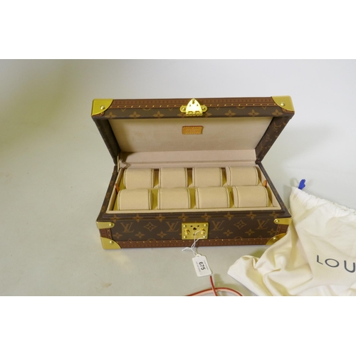 675 - A Louis Vuitton watch case, 34 x 19 x 11.5xm