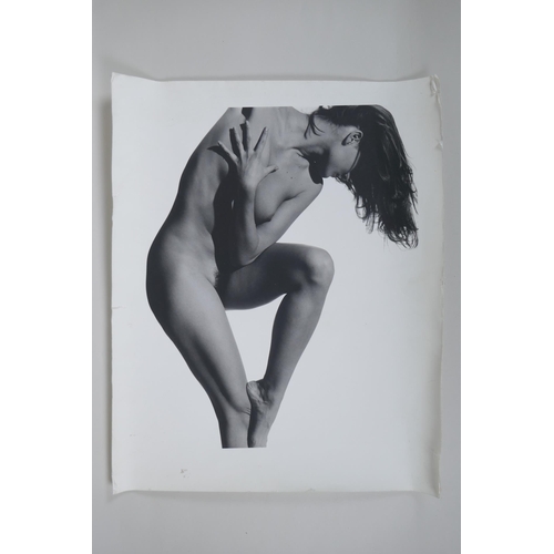 72 - John Swannell, (British, b.1946), dancing female nude, photographic print, studio stamp verso, 40 x ... 