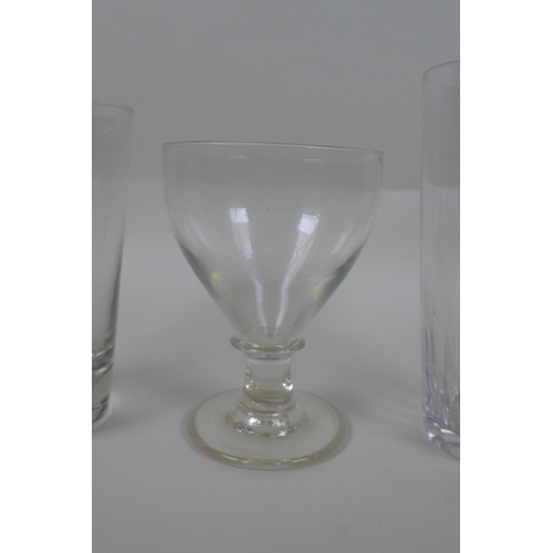 78 - A C19th English lead glass rummer and two Victorian beer glasses, largest 16cm high