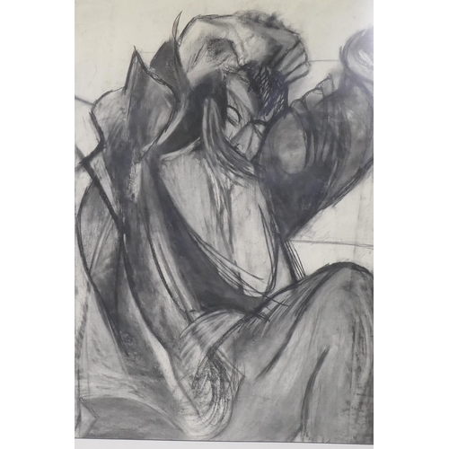 802 - Charcoal study of a figure, unsigned, C20th, 58 x 83cm