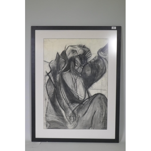 802 - Charcoal study of a figure, unsigned, C20th, 58 x 83cm