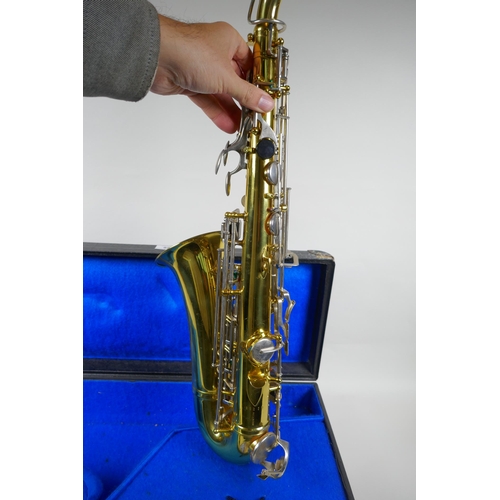 82 - An East German 'Meister' brass saxophone, cased