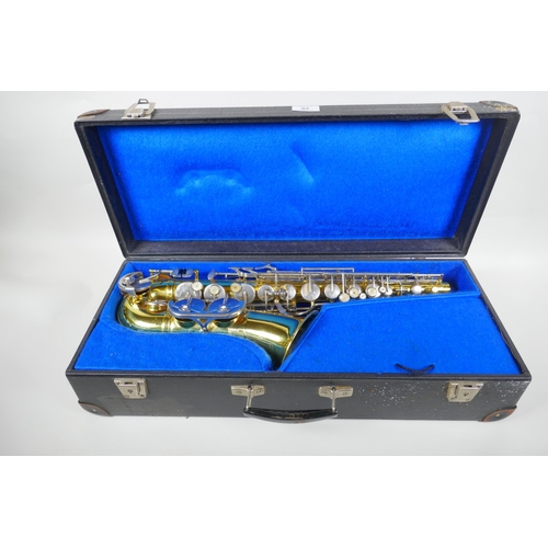 82 - An East German 'Meister' brass saxophone, cased