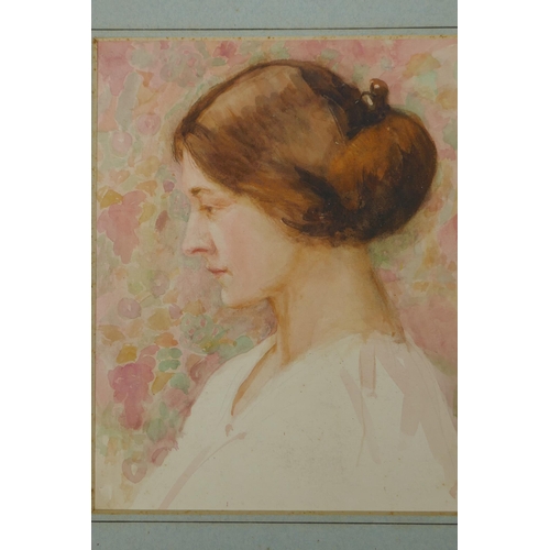 828 - Una Hook RA, (b.1889), an early C20th portrait of a lady, watercolour, 29 x 39cm