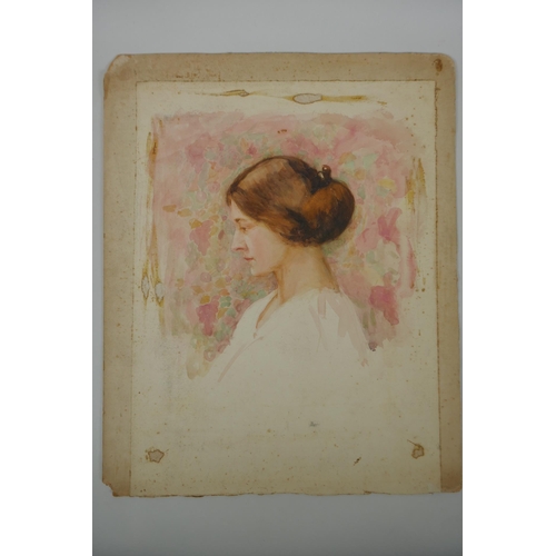 828 - Una Hook RA, (b.1889), an early C20th portrait of a lady, watercolour, 29 x 39cm