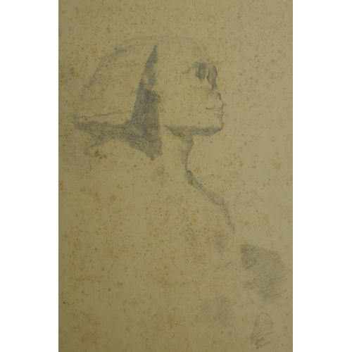 830 - Una Hook RA, (b.1889),four early C20th pencil sketches of the Sphinx, one dated 1912, 21 x 27cm