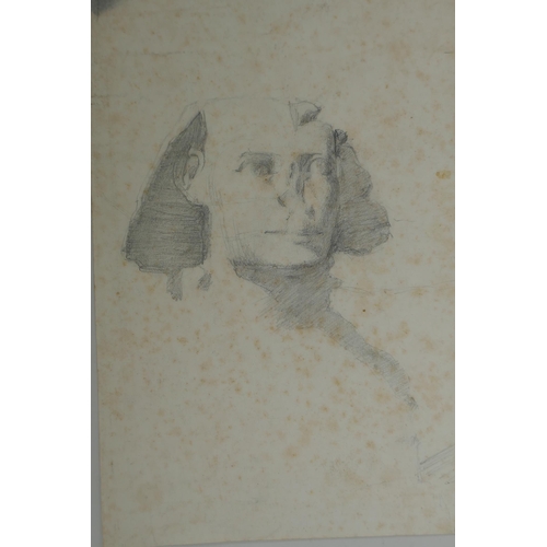 830 - Una Hook RA, (b.1889),four early C20th pencil sketches of the Sphinx, one dated 1912, 21 x 27cm