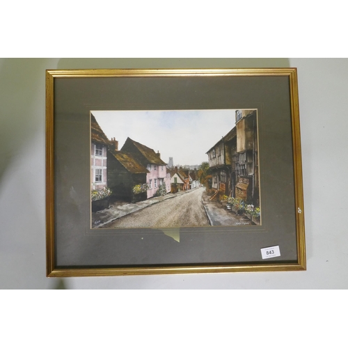 843 - R. Siger, Kersey, Suffolk, signed, labelled verso, watercolour, 24 x 35cm