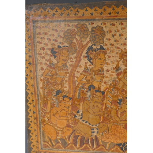 856 - A traditional Balinese Kamasan School painting on linen, 89 x 47cm