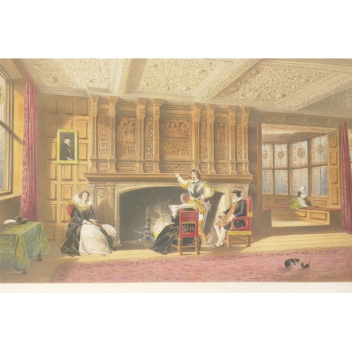 868 - Four decorative lithographic prints, country house interiors, 30 x 26cm