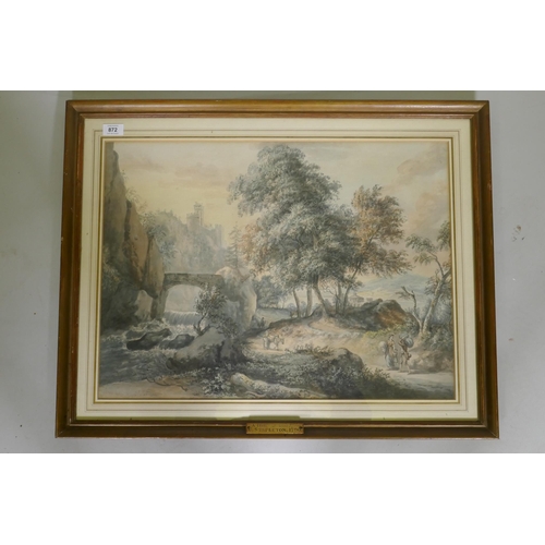 872 - C. Stapleton, Holy Landscape, signed and dated 1790, watercolour, 64 x 46cm