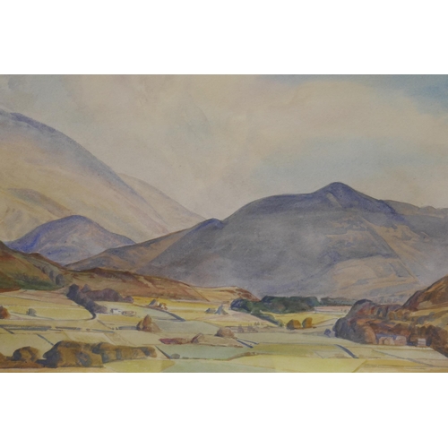 873 - Lakeland landscape, signed indistinctly, and two others by the same hand, 37 x 28cm