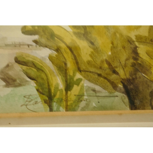 873 - Lakeland landscape, signed indistinctly, and two others by the same hand, 37 x 28cm