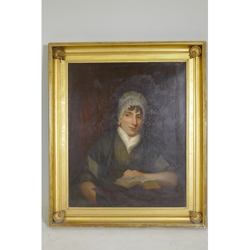 874 - Circle of John Opie, portrait of Mary Titherington, c1790 of Liverpool, unsigned, oil on canvas, wit... 