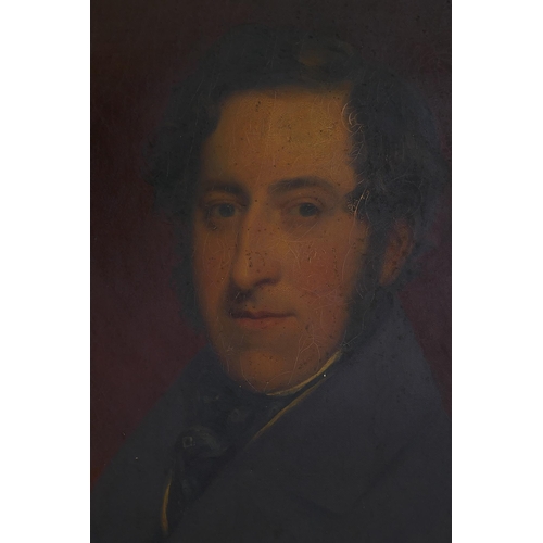 885 - Portrait of a gentleman, unsigned, mid C19th, oil on canvas, 63 x 73cm