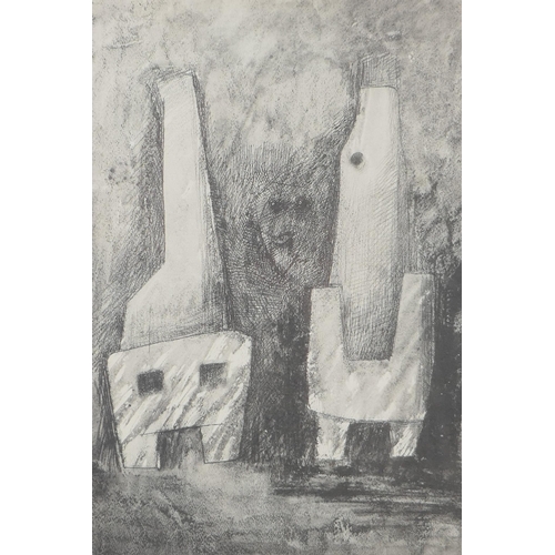 886 - After Henry Moore, Design for a Sculpture, collotype print, 20.5 x 15cm, and after Andre Derain, Au ... 