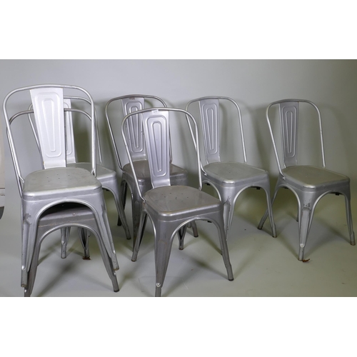 1104 - A set of eight continental Industrial painted steel stacking bistro chairs