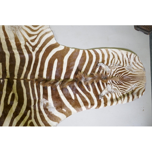 1038 - A Zebra skin rug, 152 x 265cm