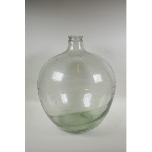 106 - A large green glass terrarium/jar, 52cm high