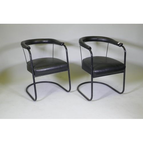 1080 - A pair of SP4 tubular steel modernist chairs by PEL, designed by Oliver Percy Bernard