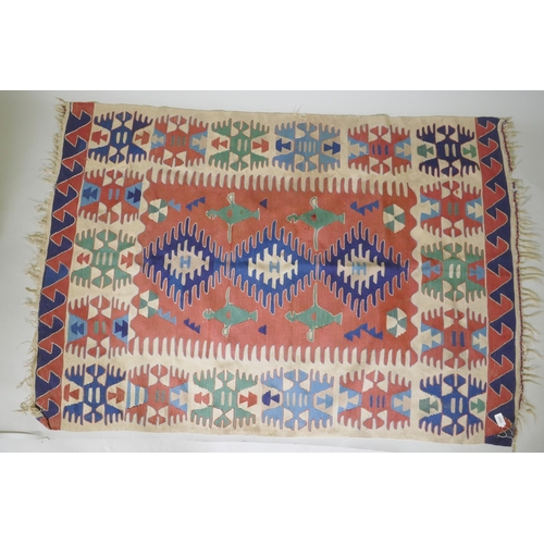 1094 - A vintage hand woven kelim, 117 x 174cm