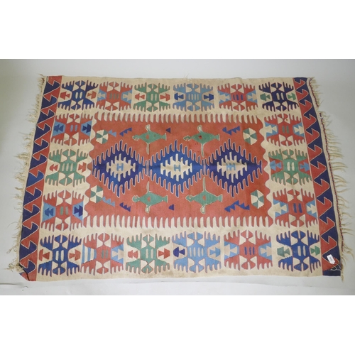 1094 - A vintage hand woven kelim, 117 x 174cm