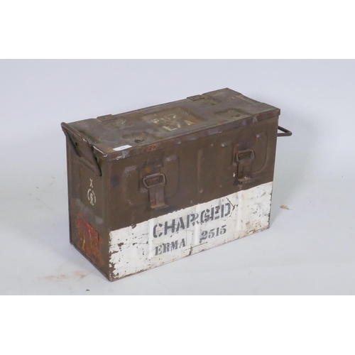 11 - A metal ammo box, 50 x 23 x 34cm