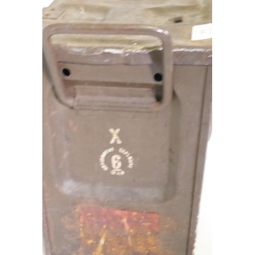 11 - A metal ammo box, 50 x 23 x 34cm