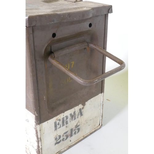 11 - A metal ammo box, 50 x 23 x 34cm