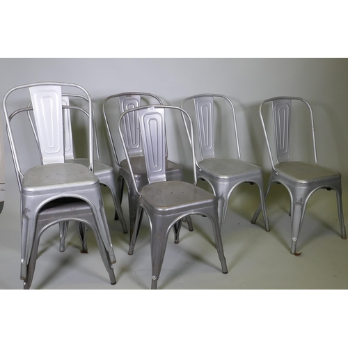 1104 - A set of eight continental Industrial painted steel stacking bistro chairs