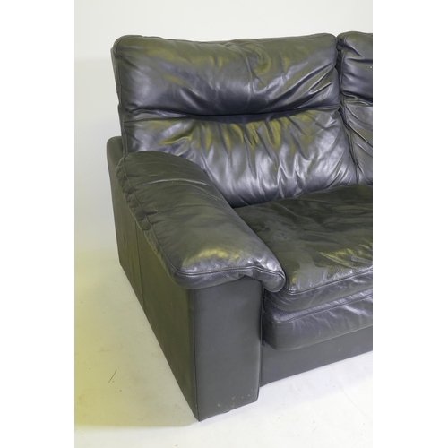 1121 - A John Lewis leather sofa, 170cm wide