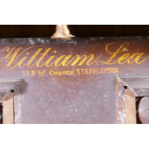 1134 - A mahogany polyphon case, marked William Lea, 50 & 52 Church Street, Liverpool, movement case AF... 