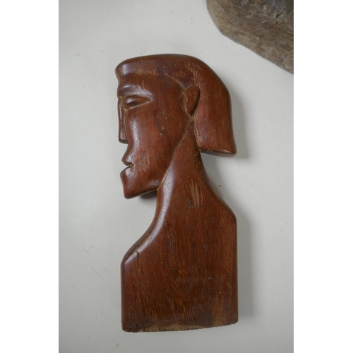 117 - A collection of vintage African carved hardwood figures, largest 56cm high