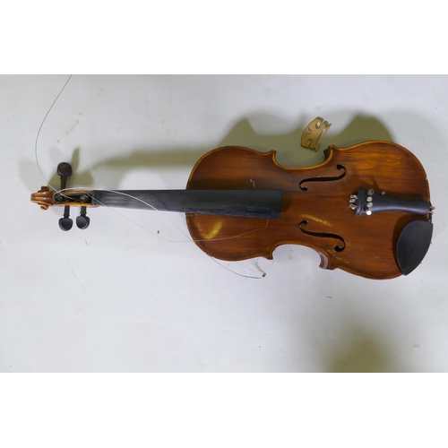 153 - A violin in case, AF repaired