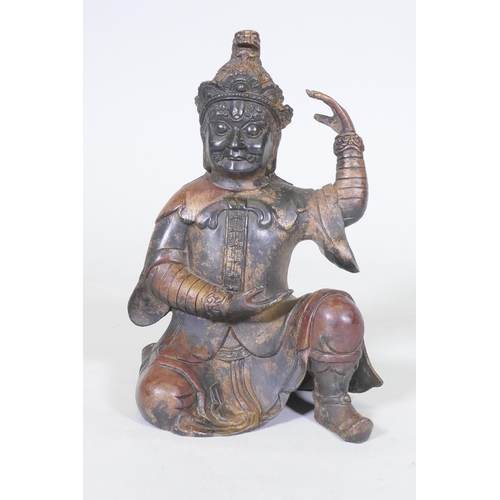 156 - A Chinese bronze figure of an immortal, with red and gilt patination, impressed seal mark to base, 2... 