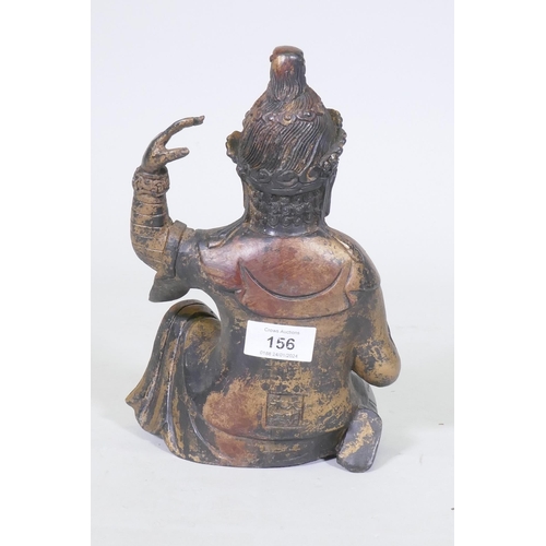 156 - A Chinese bronze figure of an immortal, with red and gilt patination, impressed seal mark to base, 2... 