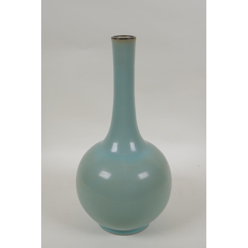 168 - A Chinese Ru ware style porcelain bottle vase, 30cm high