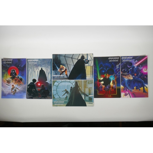 186 - A collection of six Topps 'Star Wars Master Vision' art cards featuring art by Ralph McQuarrie, Bill... 