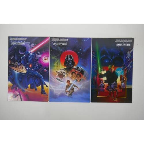 186 - A collection of six Topps 'Star Wars Master Vision' art cards featuring art by Ralph McQuarrie, Bill... 